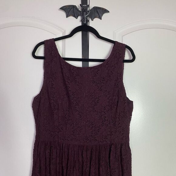 Coldwater Creek Deep Wine Lace Mini Dress Zipper Back, Feminine, Elegant size 16 - Picture 3 of 12
